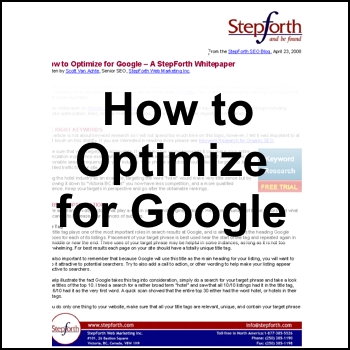 How to Optimize for Google - Free for registered participants.